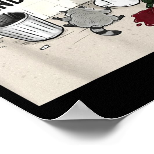 Funny Trashed Panda Racoon Gets Drunk Poster (Ecke)