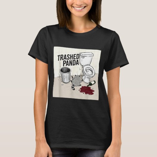 Funny Trashed Panda Racoon Gets Drunk T-Shirt (Vorderseite)