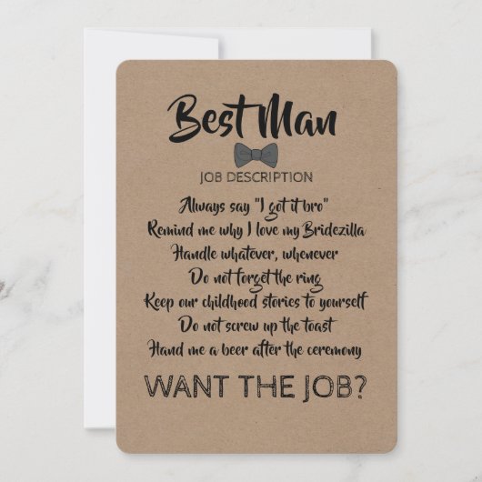 Funny Trauzeuge oder Trauzeuge Job Vorschlag Einladung (Vorderseite)
