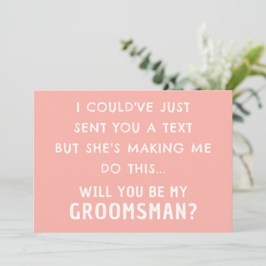 Funny Trauzeuge Vorschlag Card | Pastellpfirsichka Einladung (Stehend Vorderseite)