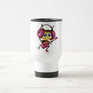 Funny Travel Mug mit Guitar Player Bee Reisebecher
