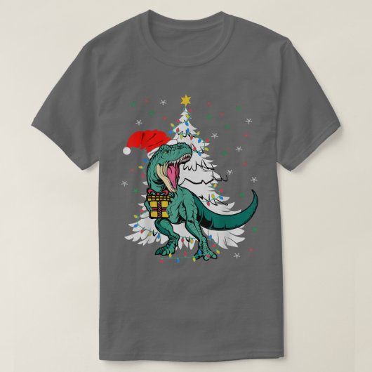 Funny Tre Santa Christmas Tree Dinosaur Lover Xmas T-Shirt (Design vorne)