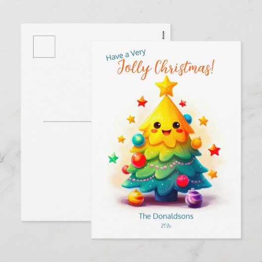 Funny Tree Christmas Postcard Feiertagspostkarte (Vorne/Hinten)