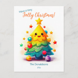 Funny Tree Christmas Postcard Feiertagspostkarte