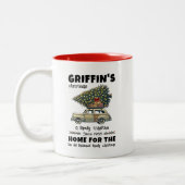 Funny Tree on Car Family Weihnachten Zweifarbige Tasse (Links)