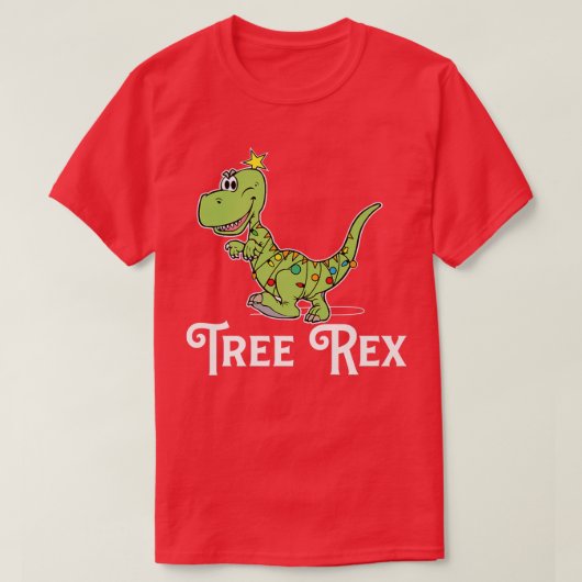 Funny Tree Re Dino Dinosaur Xmas Weihnachtslicht T-Shirt (Design vorne)