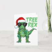 Funny Tree Rex Christmas Dinosaur Santa Hat Lights Karte (Vorderseite)