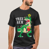 Funny Tree Rex mit Weihnachtslicht Dinosaur Chri T-Shirt (Vorderseite)