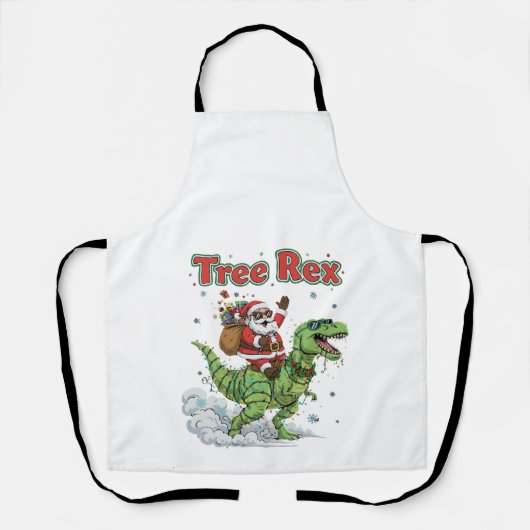  Funny Tree Rex Santa Riding T-Rex Dinosaur Christ Schürze (Vorderseite)