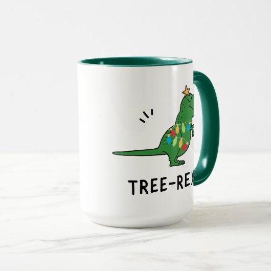 Funny Tree-Rex Weihnachten Tasse (VorderseiteRechts)