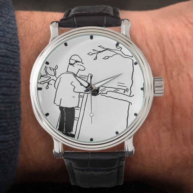 Funny Tree Surgeon Cartoon Armbanduhr (Von Creator hochgeladen)
