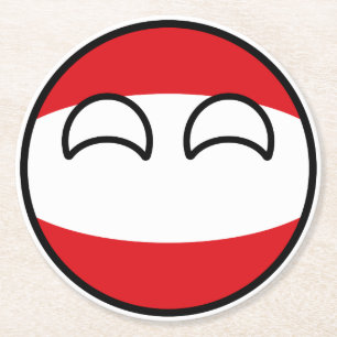 Funny Trending Geeky Austria Countryball Runder Pappuntersetzer