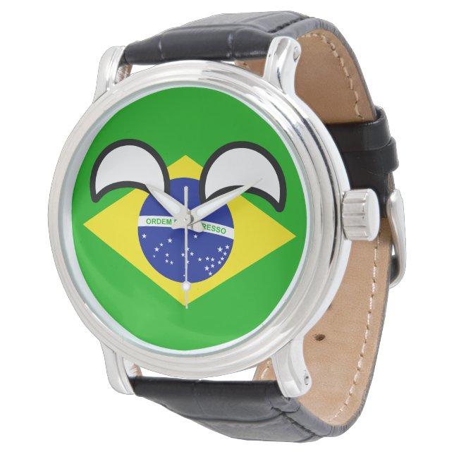 Funny Trending Geeky Brasilien Countryball Armbanduhr (Schrägansicht)