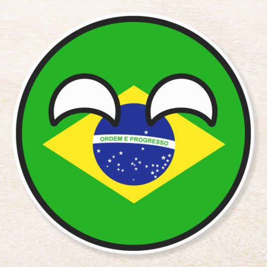 Funny Trending Geeky Brasilien Landball Runder Pappuntersetzer (Vorderseite)