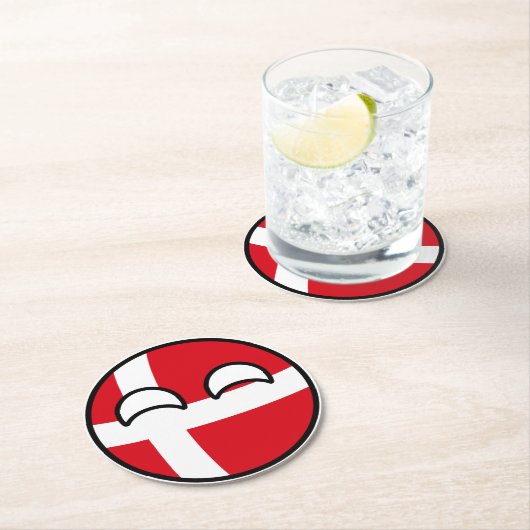 Funny Trending Geeky Dänemark Countryball Runder Pappuntersetzer (Vor Ort)