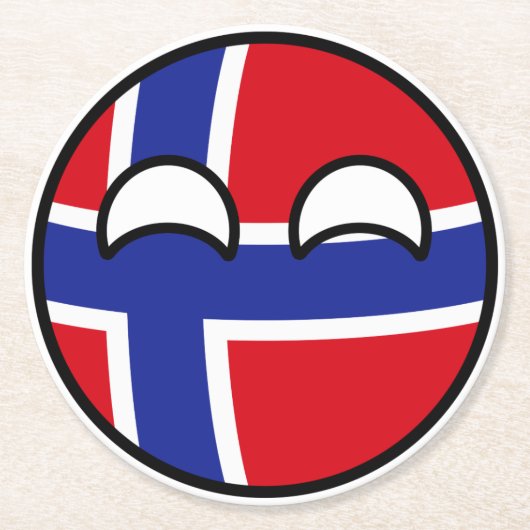 Funny Trending Geeky Norwegen Countryball Runder Pappuntersetzer (Vorderseite)