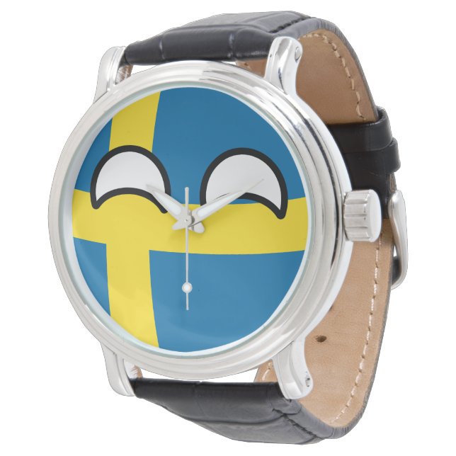 Funny Trending Geeky Schweden Countryball Armbanduhr (Schrägansicht)
