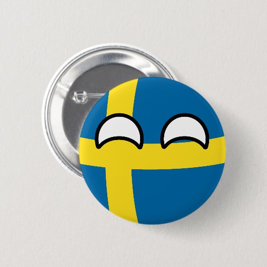 Funny Trending Geeky Schweden Countryball Button (Vorne & Hinten)