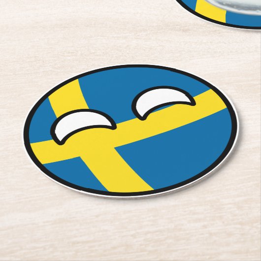 Funny Trending Geeky Schweden Countryball Runder Pappuntersetzer (Angewinkelt)