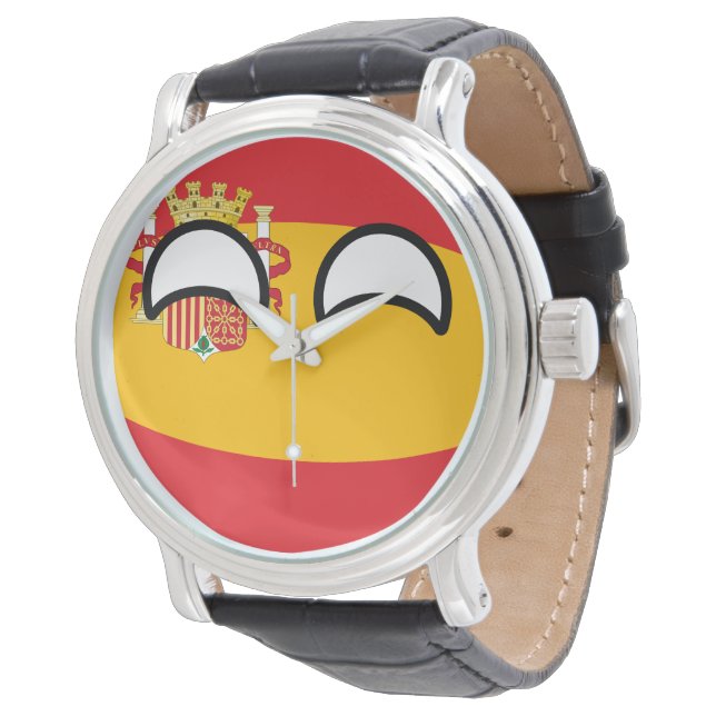 Funny Trending Geeky Spanien Landschaftsball Armbanduhr (Schrägansicht)
