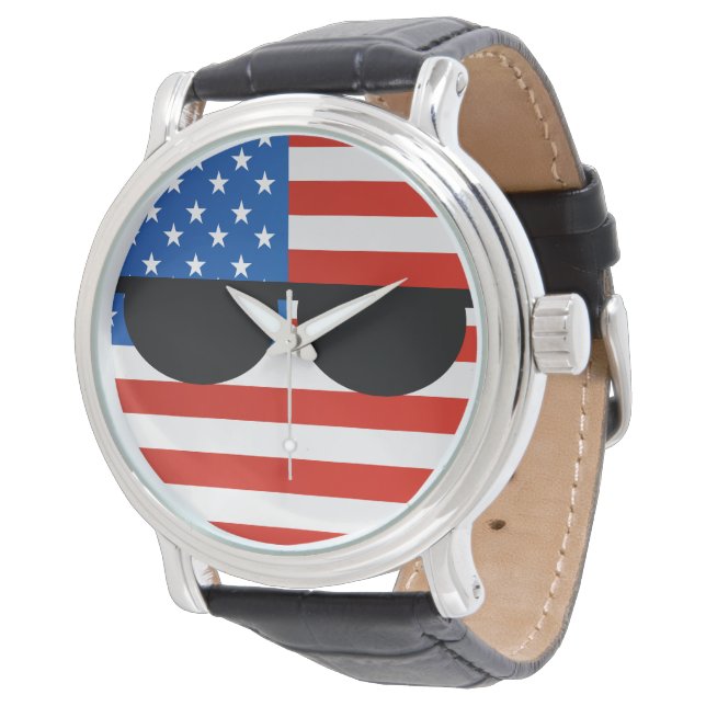Funny Trending Geeky USA Countryball Armbanduhr (Schrägansicht)
