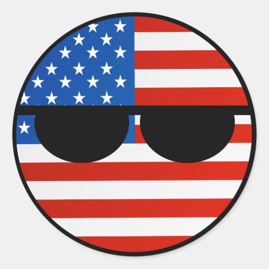 Funny Trending Geeky USA Countryball Runder Aufkleber (Vorderseite)
