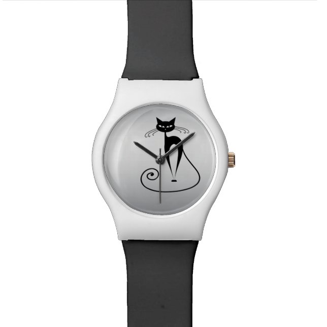 Funny trendy cat silber armbanduhr (Nahaufnahme)