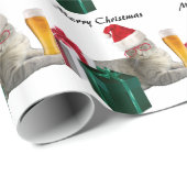 Funny trendy Christmas Santa Cat mit Bier Geschenkpapier (Rolleneckpunkt)