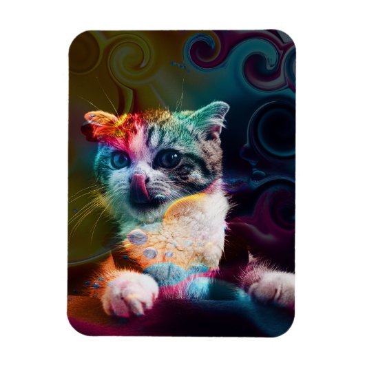 FUNNY TRENDY COLORFUL CAT ART MAGNET (Vertikal)
