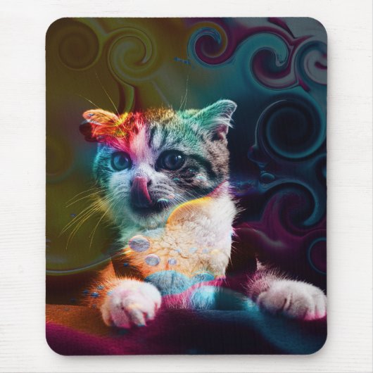 FUNNY TRENDY COLORFUL CAT ART MOUSEPAD (Vorne)
