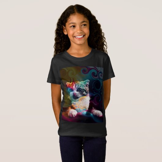 FUNNY TRENDY COLORFUL CAT ART T-Shirt (Vorne ganz)