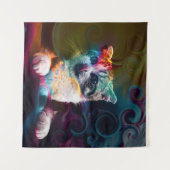 FUNNY TRENDY COLORFUL CAT ART WANDTEPPICH (Vorderseite (Horizontal))