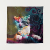 FUNNY TRENDY COLORFUL CAT ART WANDTEPPICH (Vorderseite)