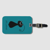 Funny Trendy niedliche whimsical Katzenmonogramm Gepäckanhänger (Vorderseite (Horizontal))