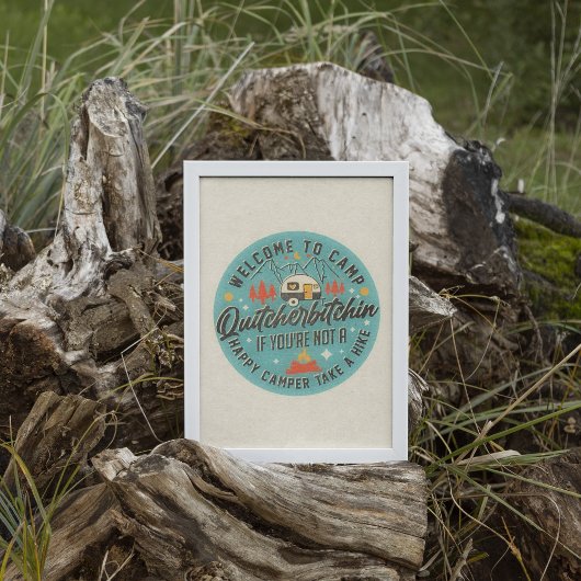 Funny Trendy RV Camping Wine Art Poster