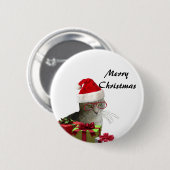 Funny trendy Santa wise Katzenjause Button (Vorne & Hinten)