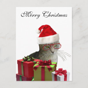 Funny trendy Santa wise Katzenjause Feiertagspostkarte