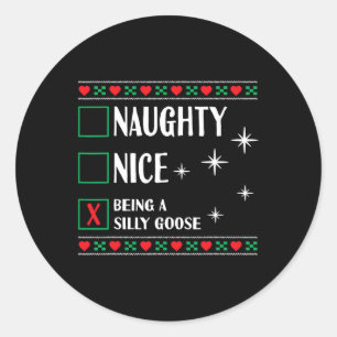 Funny trendy Weihnachten Weihnachten Naughty Nice Runder Aufkleber