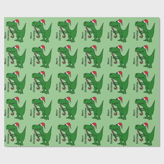Funny Trex Dinosaur Weihnachtsgeschenk Wrap Geschenkpapier (Flach)