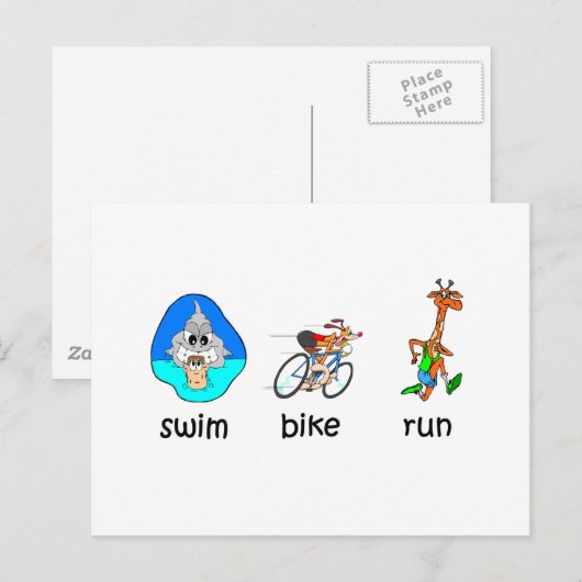 Funny Triathlon Postkarte (Vorne/Hinten)