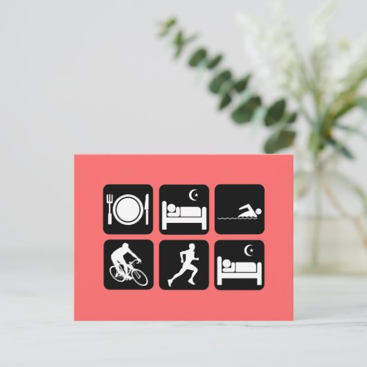 Funny Triathlon Postkarte (Stehend Vorderseite)