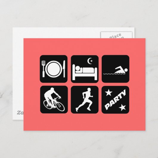 Funny Triathlon Postkarte (Vorne/Hinten)