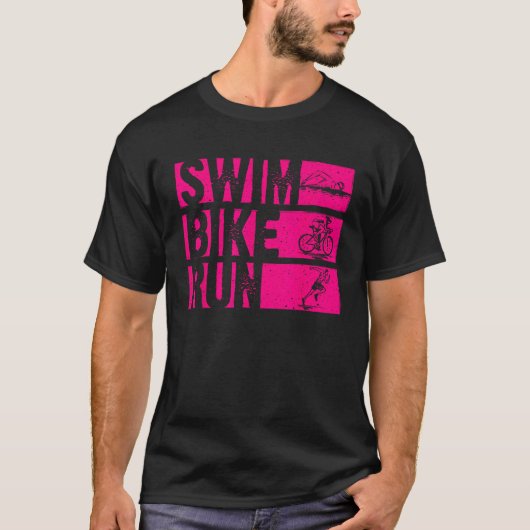 Funny Triathlon Swim Bike Lauf Design Männer Fraue T-Shirt (Vorderseite)