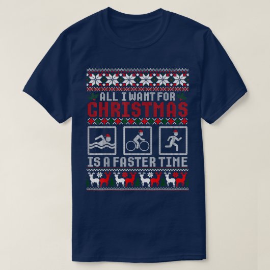 Funny Triathlon Ugly Christmas Sweater für Triathl T-Shirt (Design vorne)