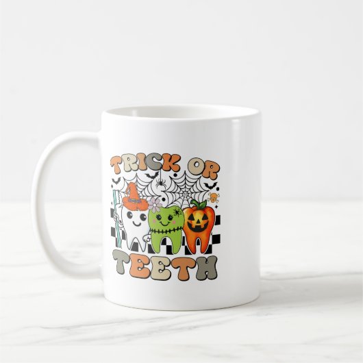 Funny Trick oder Zähne Halloween Zahnarzt oder Kaffeetasse (Links)