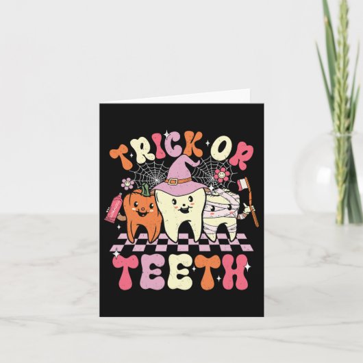 Funny Trick oder Zähne Halloween Zahnarzt oder Karte (Vorderseite)