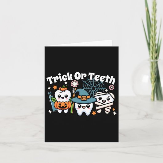 Funny Trick oder Zähne Halloween Zahnarzt oder Karte (Vorderseite)