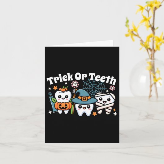 Funny Trick oder Zähne Halloween Zahnarzt oder Karte (Gelbe Blume)