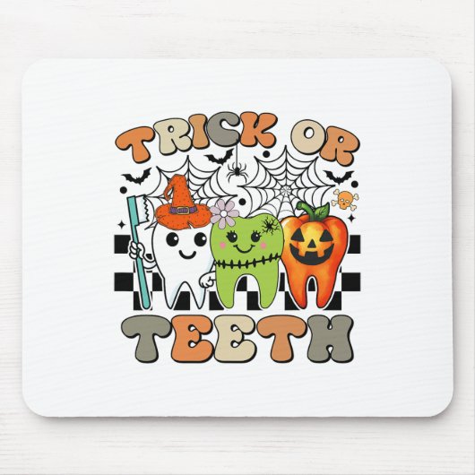 Funny Trick oder Zähne Halloween Zahnarzt oder Mousepad (Vorne)