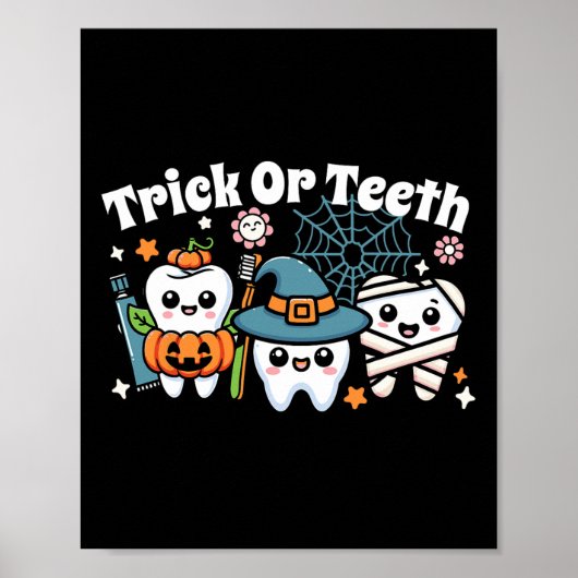 Funny Trick oder Zähne Halloween Zahnarzt oder Poster (Vorne)